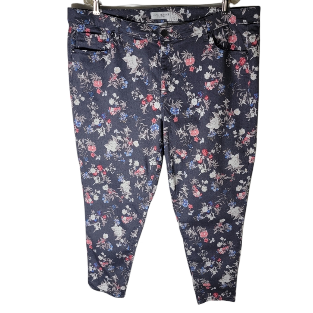 Lane Bryant super stretch skinny jeans women's 22 mid rise floral plus size